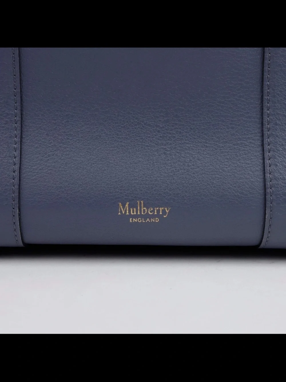 Mulberry Blue and Brown Trim Leather Satchel with Black Strap Detail